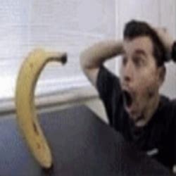 man shocked at sight of banana